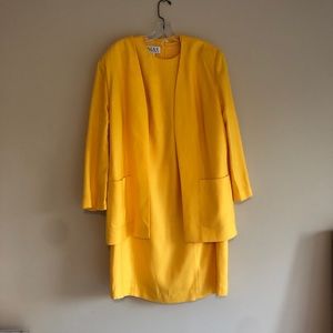 bright yellow matching dress and blazer set sz 18